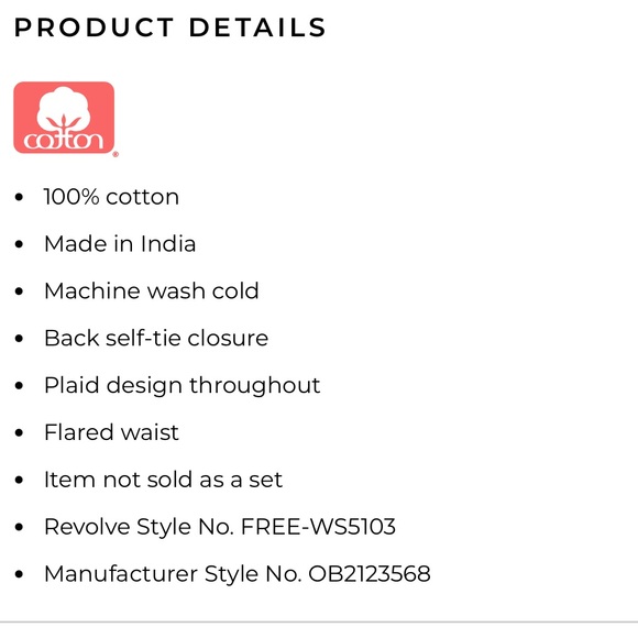 Free People Mia Plaid Tank Medium NWT Bohemian Festival 100% Cotton NEW - Picture 4 of 9